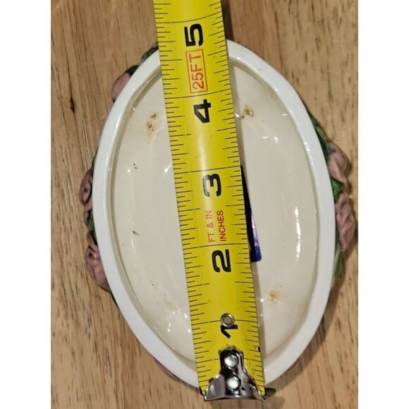 Vintage Ceramic Footed Trinket Dish & Silver Tone Box Set - Picture 13 of 16